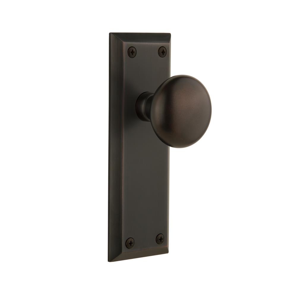 Grandeur by Nostalgic Warehouse FAVFAV Privacy Knob - Fifth Avenue Plate with Fifth Avenue Knob in Timeless Bronze